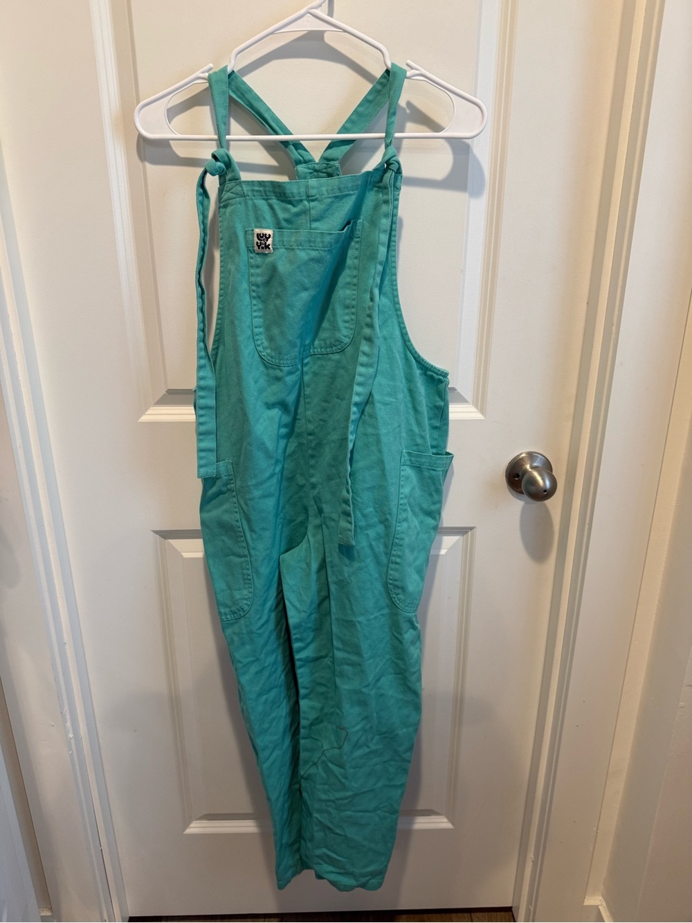 Lucy & Yak Turquoise Cotton Tie-Strap Overalls Jumpsuit Women’s Size 6 - Picture 2 of 5